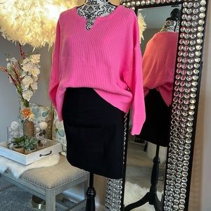 SHEIN Qutie Plus Notched Neckline Drop Shoulder Split Hem Sweater, size 0XL